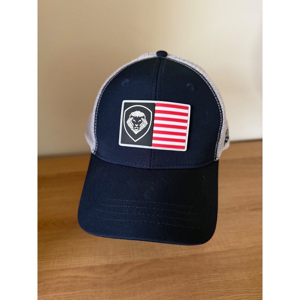 Valuetainment Lion American Flag Trucker Hat Navy White The Future Looks Bright